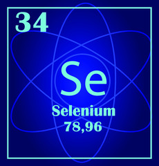 Simple style tile icon. Chemical element of periodic table. Atom on a blue background