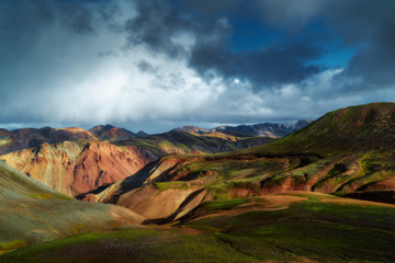 Colorful mountains at Landmannalaugar in Fjallabak natural reserve, South Iceland. Beautiful nature landscape