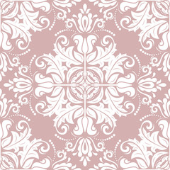 Classic seamless pattern. Damask orient ornament. Classic vintage purple and white background. Orient ornament for fabric, wallpaper and packaging