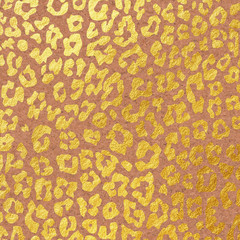 Metallic Gold Animal Print Pattern on Cork Texture Background, Digital Paper, Leopard