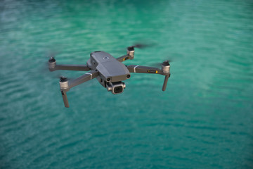 Fototapeta premium Drone shooting on the pool