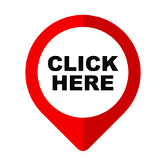 click here sign on white background