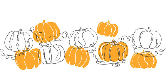 Pumpkin Horizontal Seamless Pattern. Can be yused as element in Your design works for Thanksgiving day, Halloween or another Autumn Concept. Vector illustration.