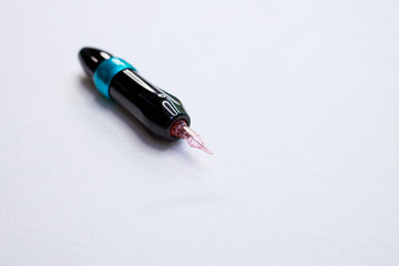 Pencil for permanent makeup. Brows tattooing. Microblading brow. Free space for text. Machine for...