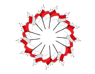 Indonesian Flag Flower on black background in vector illustration