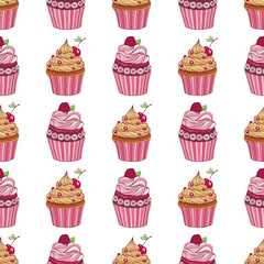 Modern seamless sweets, great design for any purposes. Colorful background. Vector doodle background.