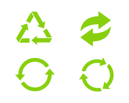 Recycle green icons. Eco friendly signs. Recycling arrows set. Waste management.