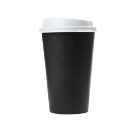 Takeaway paper coffee cup isolated on white