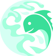 Vector Design of a Fish Logo in Blue with Circle Theme