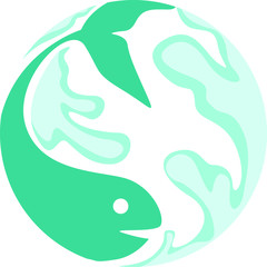 Vector Design of a Fish Logo in Blue with Circle Theme