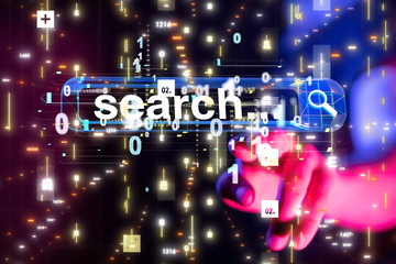 Fototapeta na wymiar online search bar engine touch digital 3d