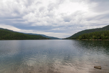 Mountain lake on overcast day