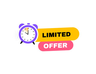 Limited offer geometric badge with stopwatch label. Modern Vector illustration