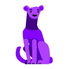 Flat illustration of sitting purple panter