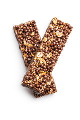 Chocolate cereal bars. Tasty protein bars.