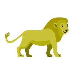 Flat illustration of standing yellow lion