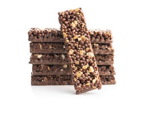 Chocolate cereal bars. Tasty protein bars.