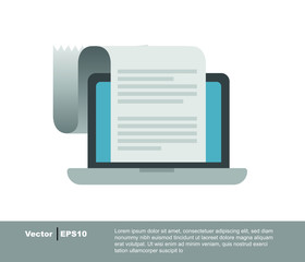 Online payment service. Invoice form on laptop screen. internet banking concept. Online payment, accounting. Vector illustration isolated.