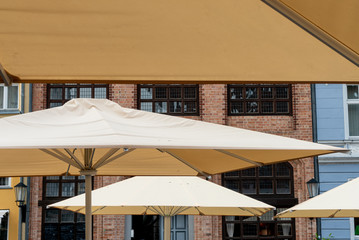 Parasols at a beer garden in the old town 