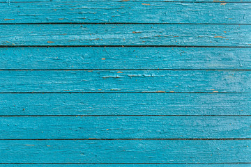 abstract background of an old painted turquoise wooden wall close up