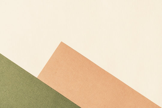Paper for pastel overlap in beige, green and terracotta colors for background, banner, presentation template. Creative modern trendy background design in natural colors. Trendy paper for pastel