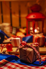 christmas gift box with candles