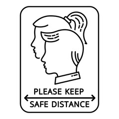 Please keep safe distance sign linear icon