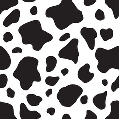 Plakat Seamless pattern black and white. Cow hide background