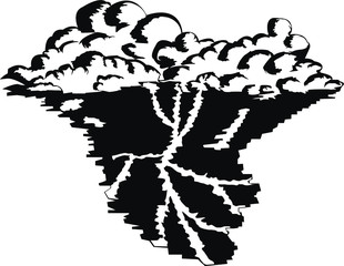 
thundercloud black and white vector illustration
