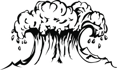 black and white tattoo design, splash of sea waves black and white vector image
