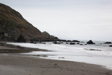 Ocean waves on a rocky shore
