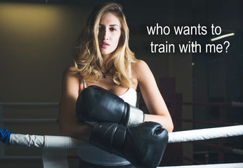 Boxing woman. beautiful girl in Boxing gloves