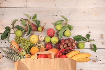 Healthy natural food in eco bag, healthy lifestyle concept, zero waste. Food delivery, donation....