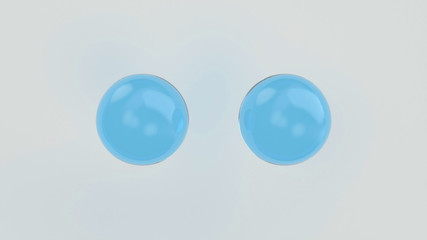 Blue bubble oil on white background. Flying abstract glass or water blob or drop. 3d rendering. Soap Bubbles Isolated