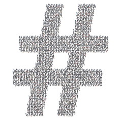 Obraz premium Aerial top down view of people and their shadows making up the hashtag. 3d rendering