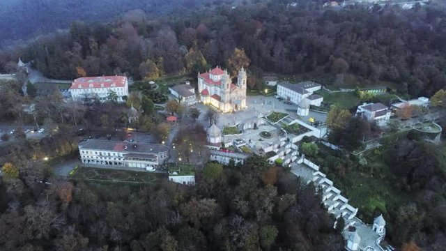 Braga. Santuario Bom Jesus do Monte. Portugal. Aerial Drone Footage. UNESCO World Heritage Site