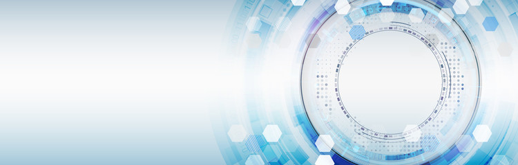 Obraz premium Abstract technology background. Wide Futuristic digital innovation background. Hi-tech communication cover concept. sci fi pattern.