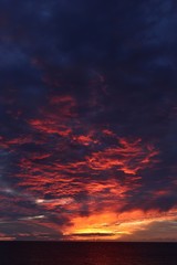 Dramatic Summer sunset, U.K. Beautiful fiery sky.