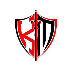 initials K M Shield Armor Sword for logo design inspiration