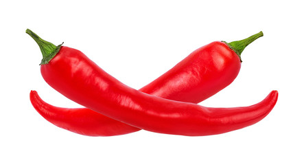 Red hot chili pepper isolated on white background with clipping path