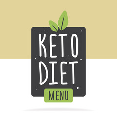 Keto diet menu label or poster. Vector flat illustration. Concept healthy eating.