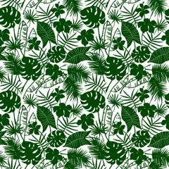 Selbstklebende Fototapeten Seamless exotic pattern with tropical plants. © Nadia Grapes