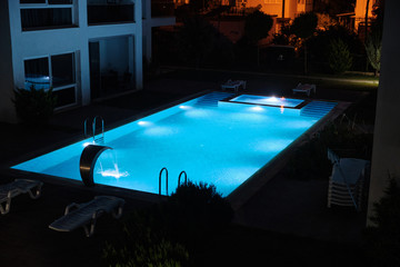 Lighting of swimming pool in the night time