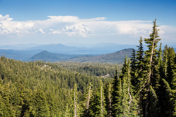 Beautiful landscape view of Lassen Volcanic National Park during the day.