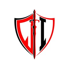 initials Q I Shield Armor Sword for logo design inspiration