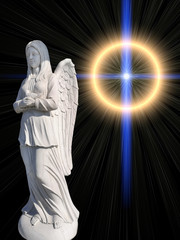 monument an angel on a background of mystical light