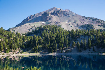 Beautiful landscape view of Lassen Volcanic National Park during the day.