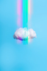 Obraz premium Colorful gay pride rainbow and a cloud. LGBT symbol. Stop homophobia. Minimal art concept.