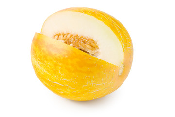 One fresh melon isolated on a white background