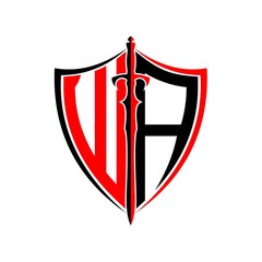 initials W A Shield Armor Sword for logo design inspiration